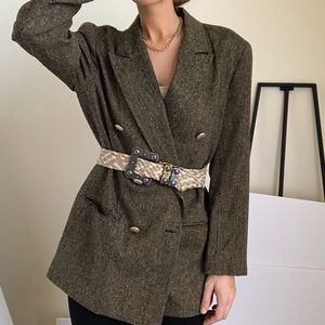 ♡ Raw silk textured double breasted blazer